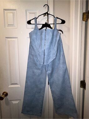 Light Blue Women's Wide-Leg Jumpsuit